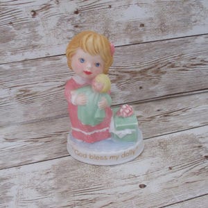 Vintage Avon Tender Memories 1990 figurine God bless my dolly porcelain child with doll baby JanetJcrafts