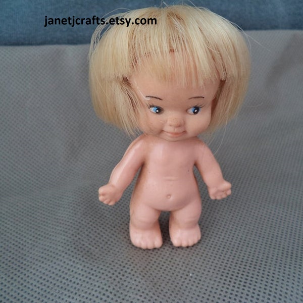 Vintage Pee Wee doll baby  ,1960's doll baby,Plastic doll , Blonde hair doll, janetjcrafts