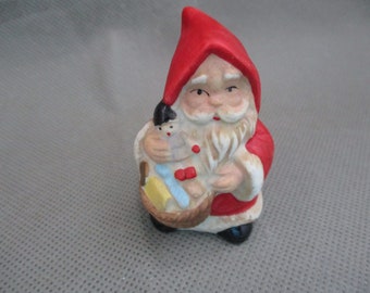 Vintage small Santa Claus , Christmas figurine ,Santa with toy bag, Porcelain ,2 1/2 inches Santa,Christmas decoration, janetjcrafts