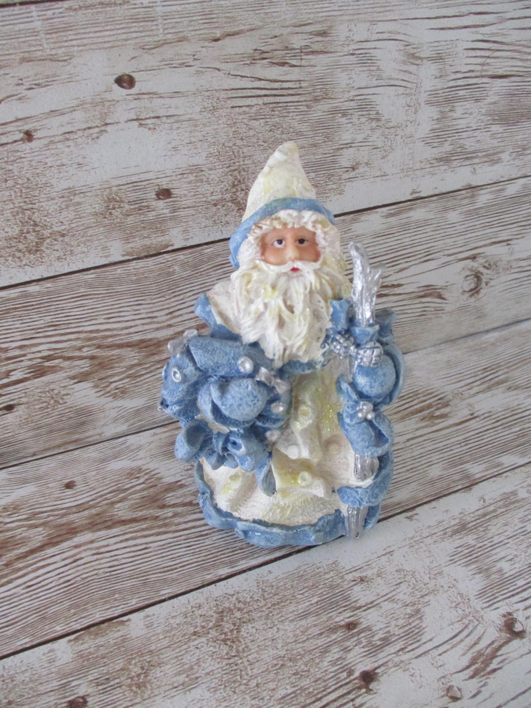Blue Santa Figurines - Etsy