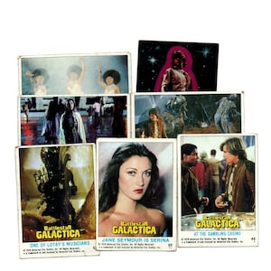 Vintage 1978 Battlestar Galactica , Starbuck (Dirk Benedict), 7 trading cards, Replacement , lot of 7 ,janetjcrafts