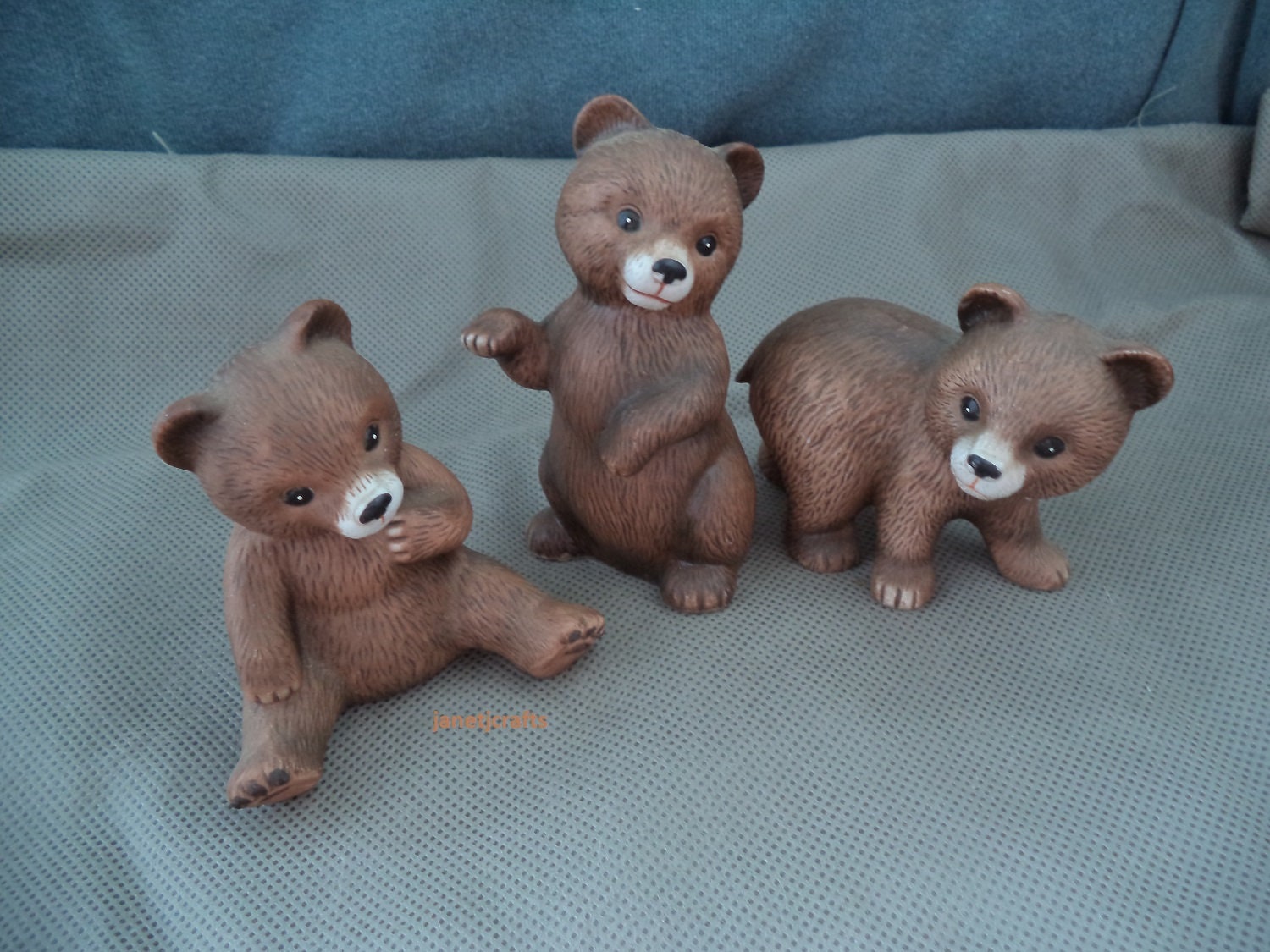 Vintage Homco 1414 Bear Figurines 1980 S Home Etsy