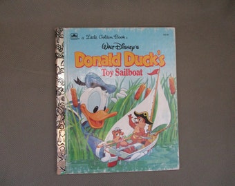 Vintage A Little Golden Book ,Donald Duck's toy sailboat 1990 Vintage Hard back  ,Walt Disney's  story book, Children's story .janetjcrafts