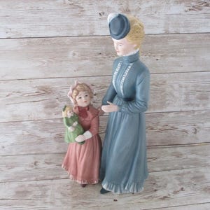 Vintage Homco Victorian lady Figurine  Home interior 8812 A Sunday Stroll  1980&#39;s Mother and Daughter victorian lady JanetJcrafts