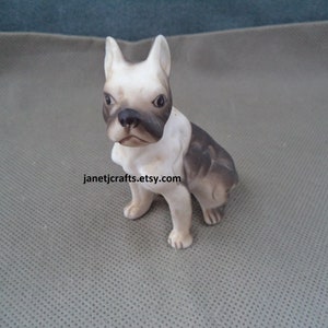 Boxer Dog figurine Porcelain vintage dog 1970&#39;s Black and white dog
