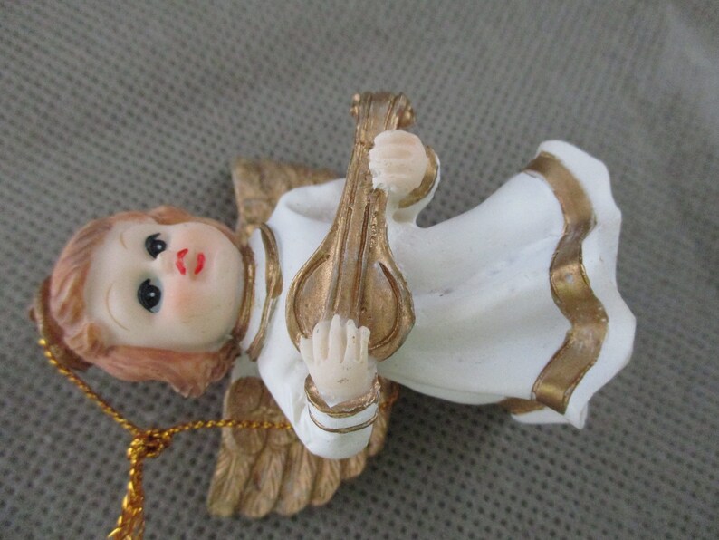 Vintage Christmas Angel ,Giftco Christmas Tree ornament, Porcelain Figurine ,Vintage Angel figurine with mandolin, Replacement janetjcrafts image 7