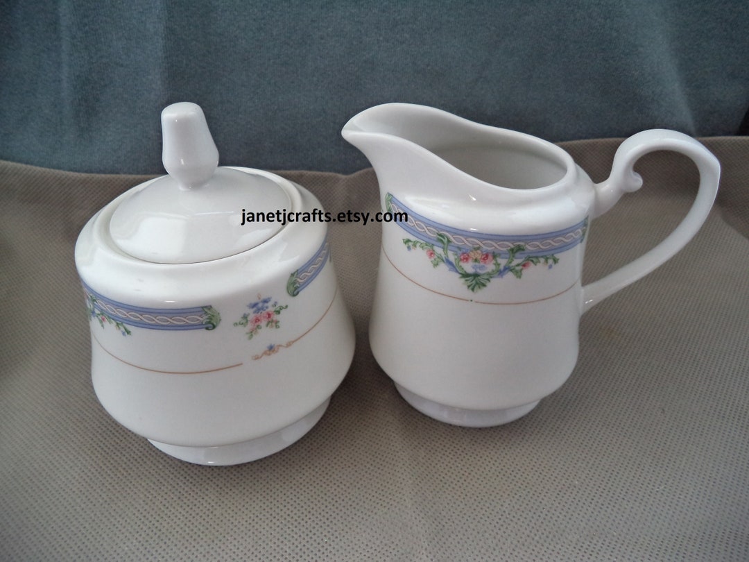 Vintage Cellar Claudette Sugar Bowl Creamer Set 1995 White Etsy