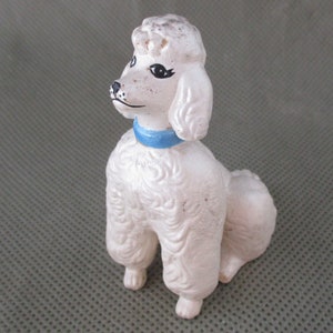 Vintage Lefton French poodle figurine , White poodle blue collar ,Made in Japan, janetjcrafts