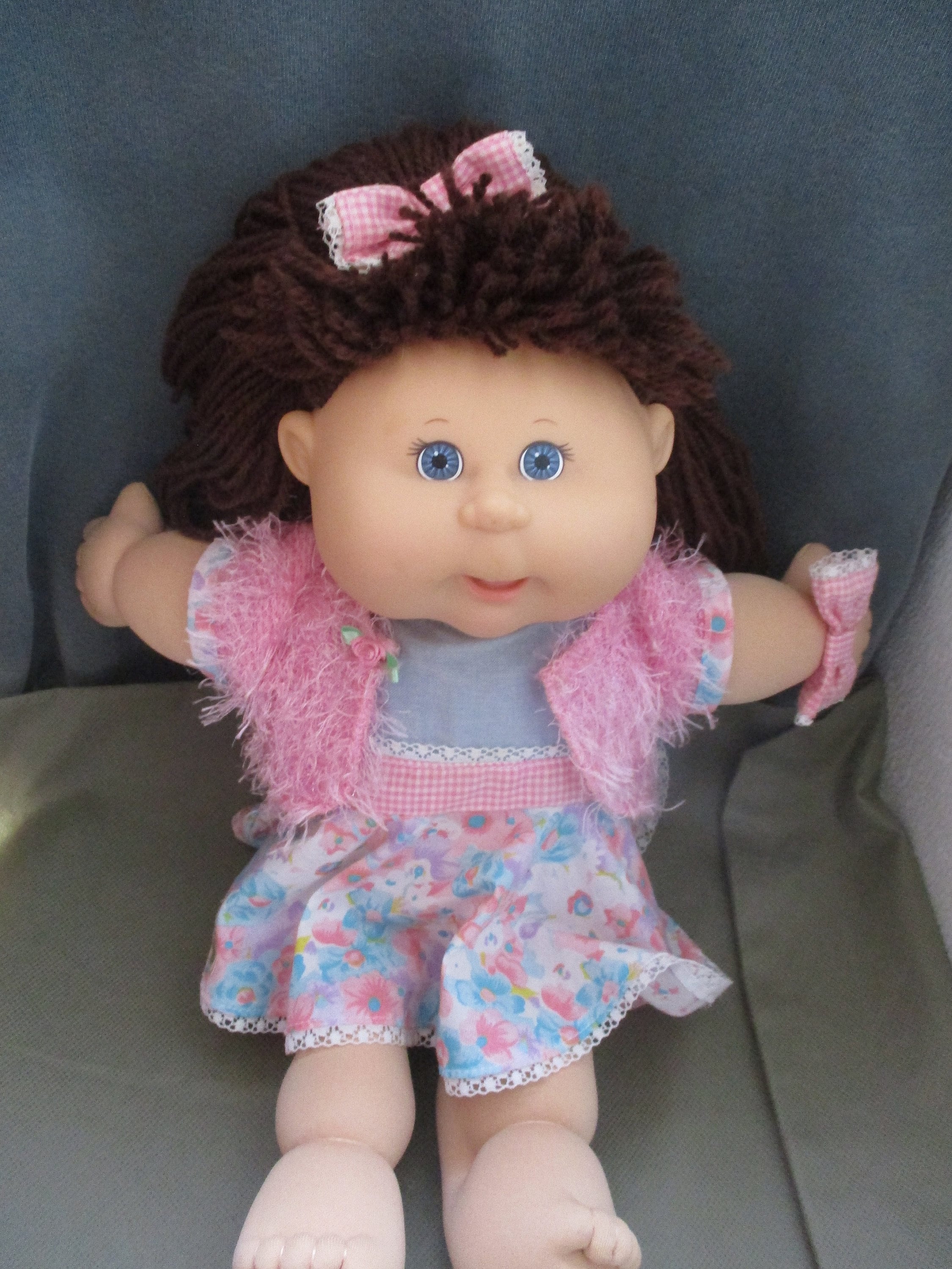 Vintage Cabbage Patch Kids 1978 /2004 Pink Blue Dress Brown Yarn Hair - Etsy