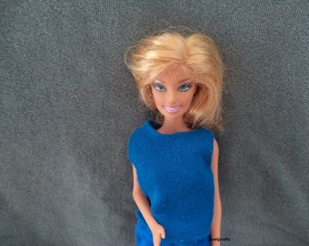 Vintage Barbie Doll , Baby doll ,1998 Mattel Barbie  ,Blonde Barbie, Wearing a blue dress, Mattel toys   janetjcrafts