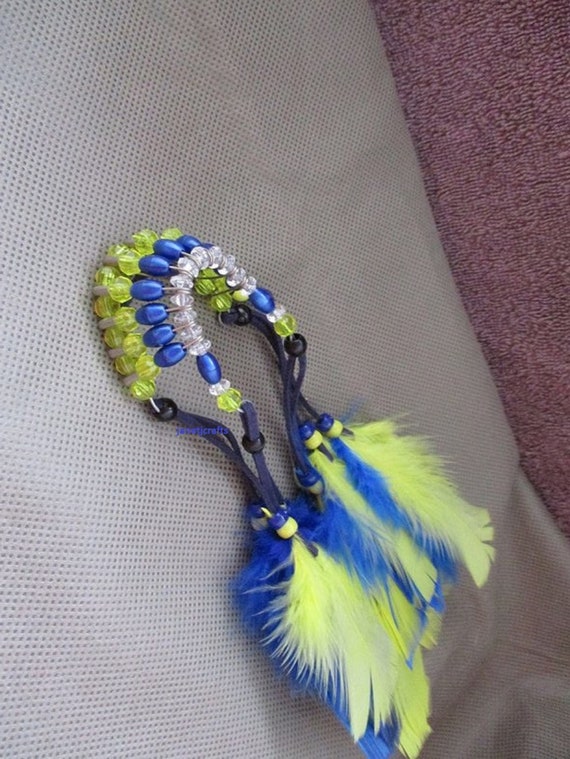 New Hanging Car Charm ~ Native American Feather Blue Howlite Mobile ~ Gift Idea