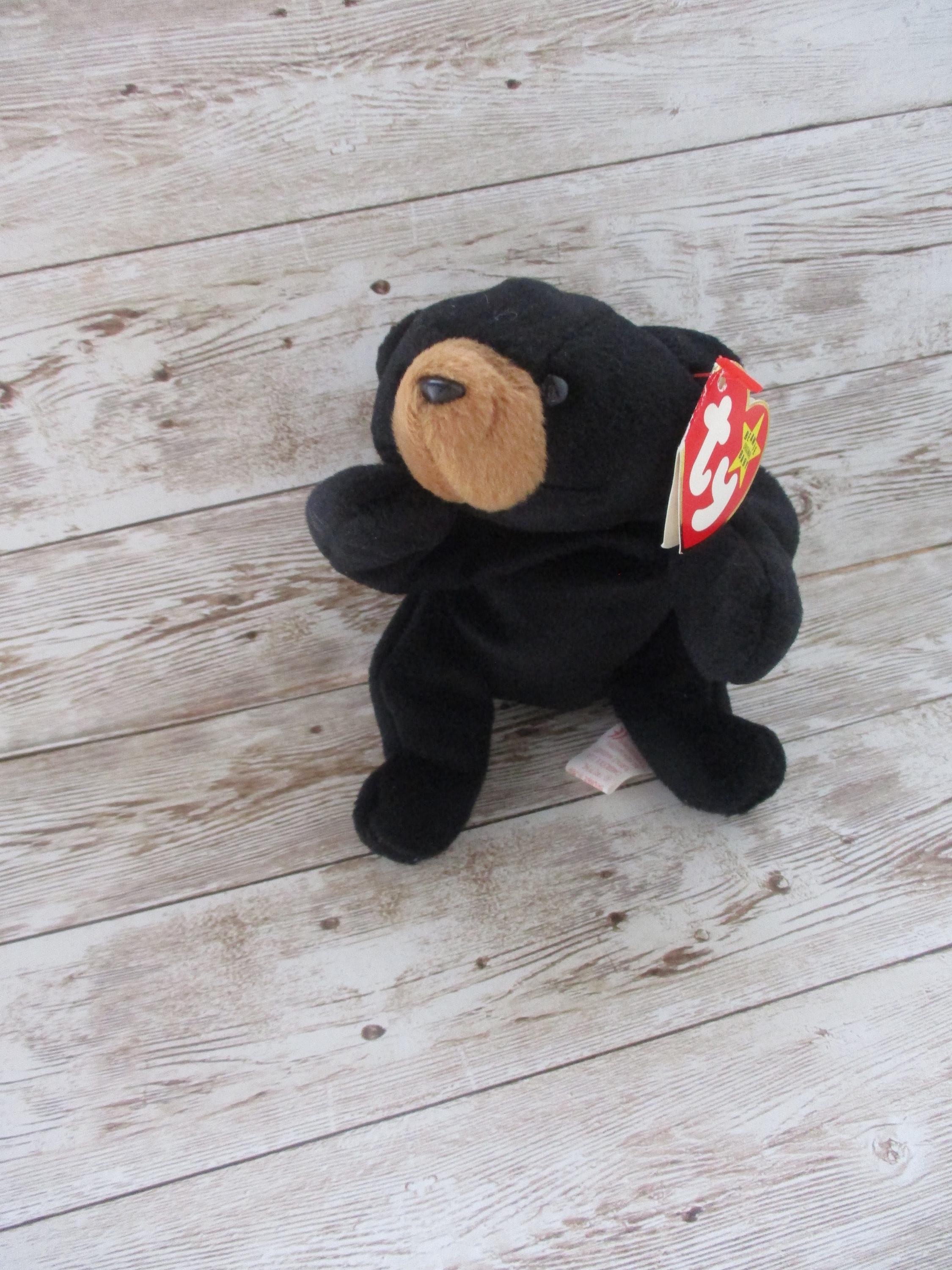 Vintage Ty Beanie Babies ,1993 Blackie the bear with pellets ,Very  rare JanetJcrafts