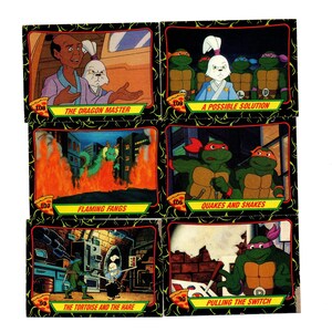Vintage 1989 Topps Teenage Mutant Ninja Turtles Series 2 ,Trading cards ,Lot of 6 , 1989 trading cards ,janetjcrafts