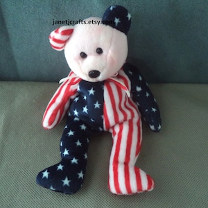 Vintage TY Beanie Baby Spangle the Bear 1999 Pink Head Version 8.5 inch  P E pellets JanetJcrafts