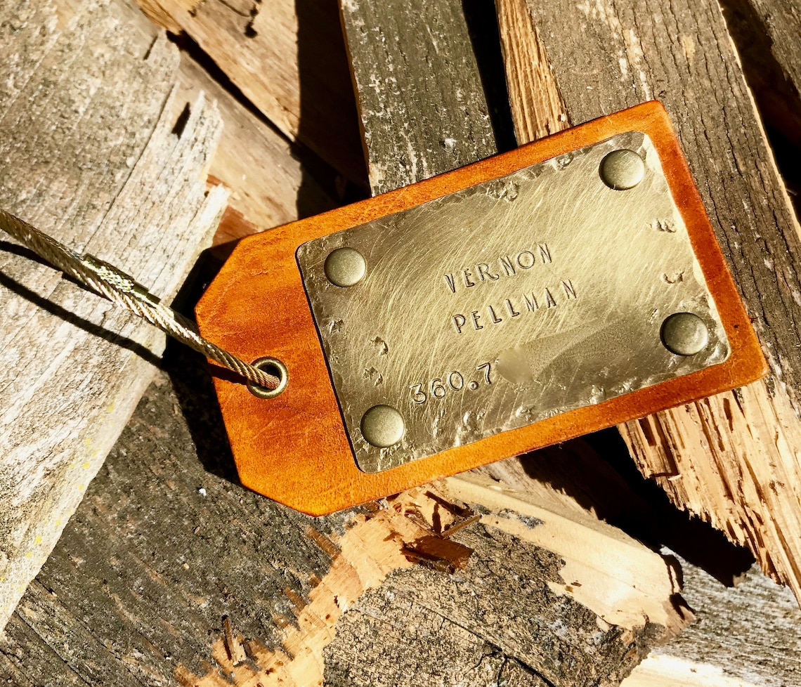 Hand Stamped Custom Brass Luggage Tag Etsy