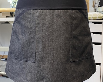 CLOUD gray - A-shape, skirt made of cotton, denim skirt, TWO-WERK