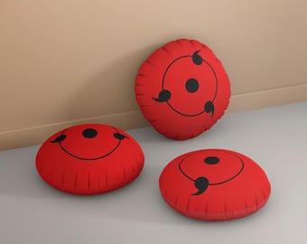 Almohada redonda con diseño de ojo de anime rojo, cojín decorativo inspirado en el manga, decoración para habitación de cosplay otaku, almohada suave para regalar.