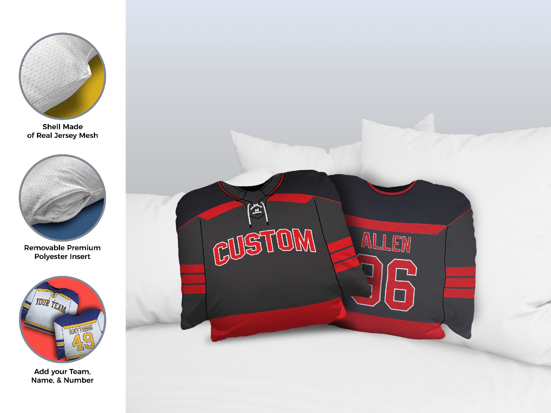 Personalized Hockey Throw Pillow Eat Sleep Breathe Hockey Custom Name Hockey  Puck Bedroom Decorative Pillow Hockey Player 18x18 