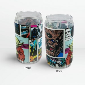 Starwars Comic Print Beer Glass 16oz | Glass Tumbler | Beer Glass | Full Color | Gifts for Movie Fans | Star Wars Drinkware