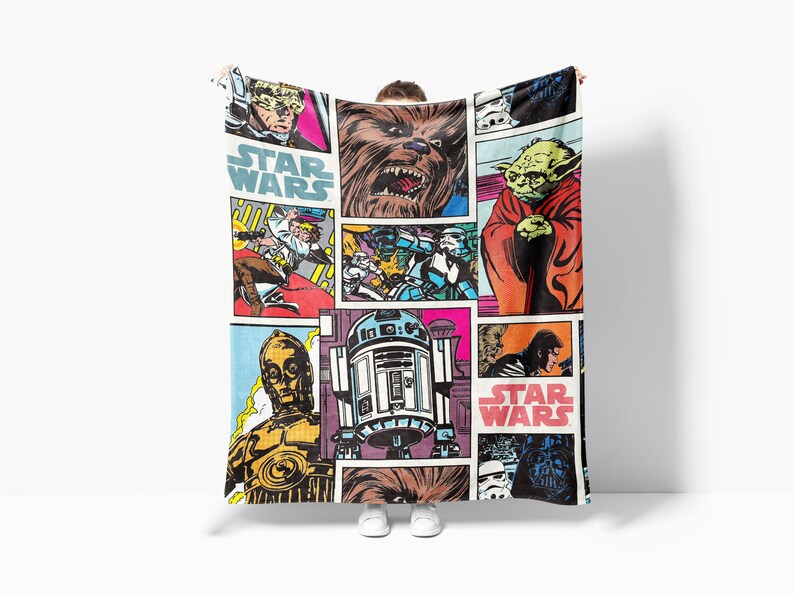 a star wars themed blanket with images of characters