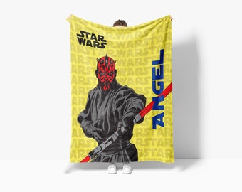 Cozy Personalized Star Wars Characters Throw Blanket with Custom Name, Fleece Blanket, Home Décor, Thanksgiving Gifts