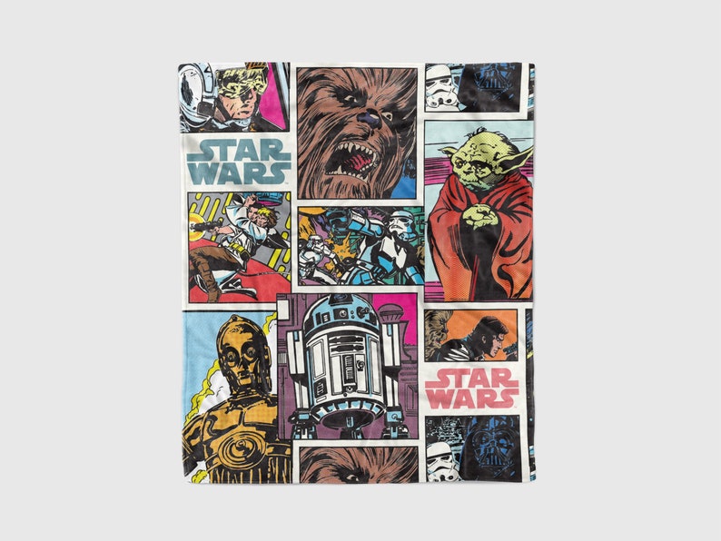 a star wars themed tea towel on a white background