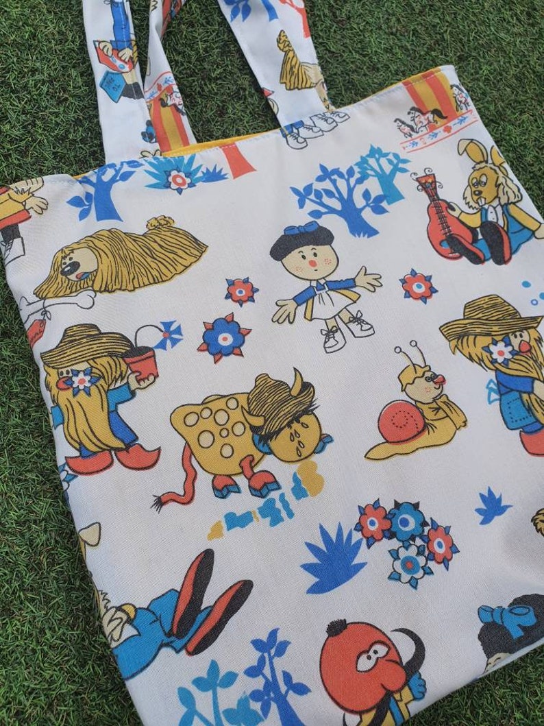 The Magic Roundabout vintage fabric upcyled tote bag Made to Order