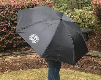 Black Monogram Umbrella, Personalized Umbrella, Teacher Gift, Teenager Gift