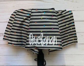 Polka Dot Monogram Umbrella, Personalized Umbrella, Custom Vinyl Name