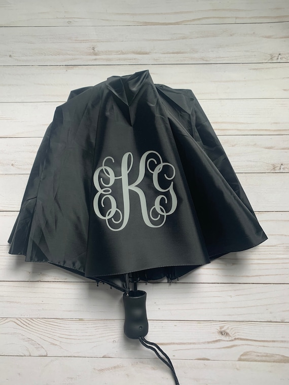 Black Monogram Umbrella: Personalized Vinyl Initial Umbrella
