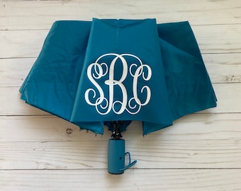 Teal Monogram/ Name Umbrella