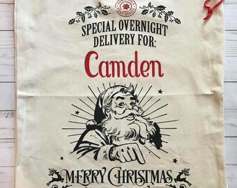 Saco de Papá Noel personalizado, bolsa navideña para niños