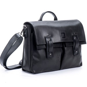 Classic Black Leather Bag For Men, Bag For Office, Premium Genuine Leather Hand Bag For Men,  Unique Gift For Men, Unisex Bag, Bag For Work
