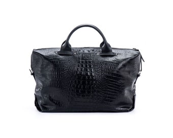 Handmade Leather Bag, Shiny Black Elegant Handbag for Men, Women Classic Design, Designer Large Tote, doubled Handles & Shoulder Strap