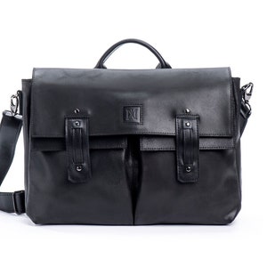Genuine Leather Shoulder Bag For Men, Black Leather Bag For Luxury Meeting, Documents Ipad Laptop Bag, Classic Elegant Handbag For Men