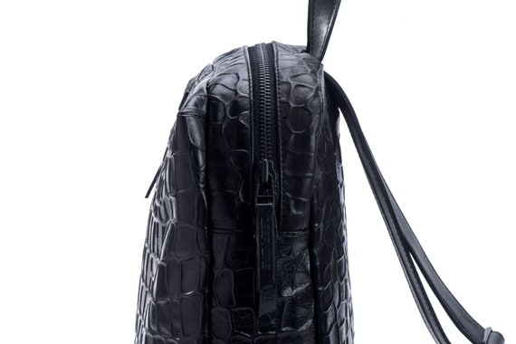 Embossed Leather Bag, Black Backpack for Women, Designer Bag  display picture 1