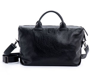 Genuine Leather Bag, Black Pebbled Leather Handbag For Men, Soft Flexible Cowhide Leather, Vintage Shoulder bag For Women