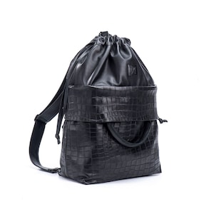 Leder-Rucksack für Frauen, erstaunlich verstellbar egulierbar, Handtasche, klassische schwarzes Leder, Leder Schultertasche für Frauen, handgemachte Designer-Tasche