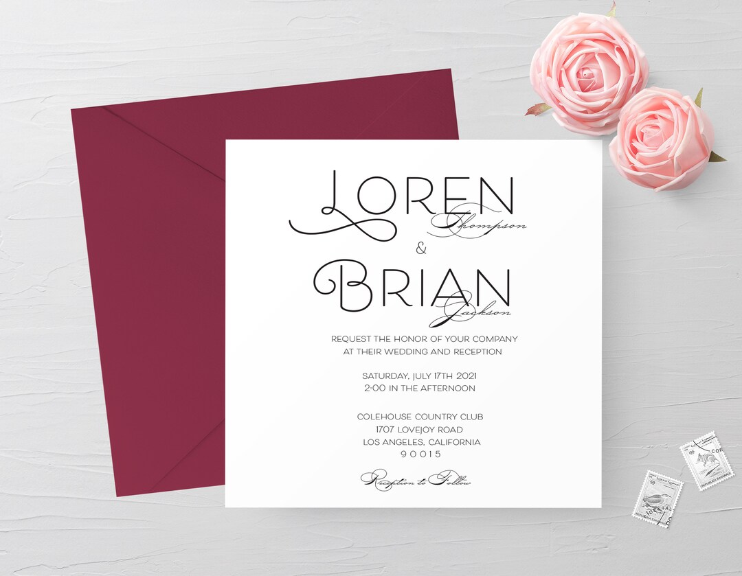 Square Wedding Invitations, Wedding Invitations, Classic Square ...