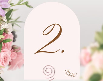 Arch Table Numbers, Pink Table Numbers, Table Numbers, Chardonnay Table Number