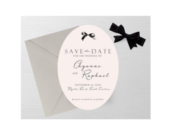Bow Save the Date, Printed Save the Dates, Oval Save the Date, Save the Dates with Bow, Save the Date