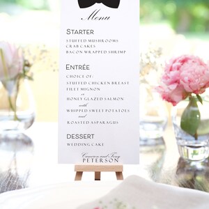 Bow Tie Menu, Wedding Menu, Dinner Menus