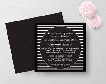 Black and White Wedding Invitation, Black and White Wedding Suite, The Marion, Wedding Invitation Suite