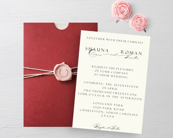 Pink and Burgundy Wedding Invitation