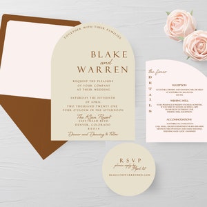 Arch Wedding Invitations, Wedding Invitations, Wedding Suite, Curvy Wedding Invitations, Chardonnay Wedding Invitations