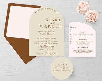 Arch Wedding Invitations, Wedding Invitations, Wedding Suite, Curvy Wedding Invitations, Chardonnay Wedding Invitations