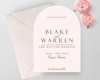 Arch Save the Date, Pink Save the Date, Save the Date, Chardonnay Save the Date