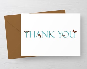 Butterfly Thank You Card, Kids Birthday Thank You, Thank You Cards