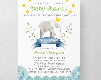 Printable Baby Shower Invitation, Elephant Baby Shower Invitation, Pdf Baby Shower Invitation