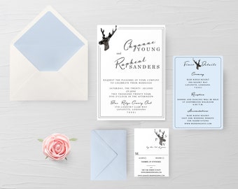 Deer Wedding Invitations, Wedding Invitation, Printed Wedding Invitations, Wedding Invitation Suite